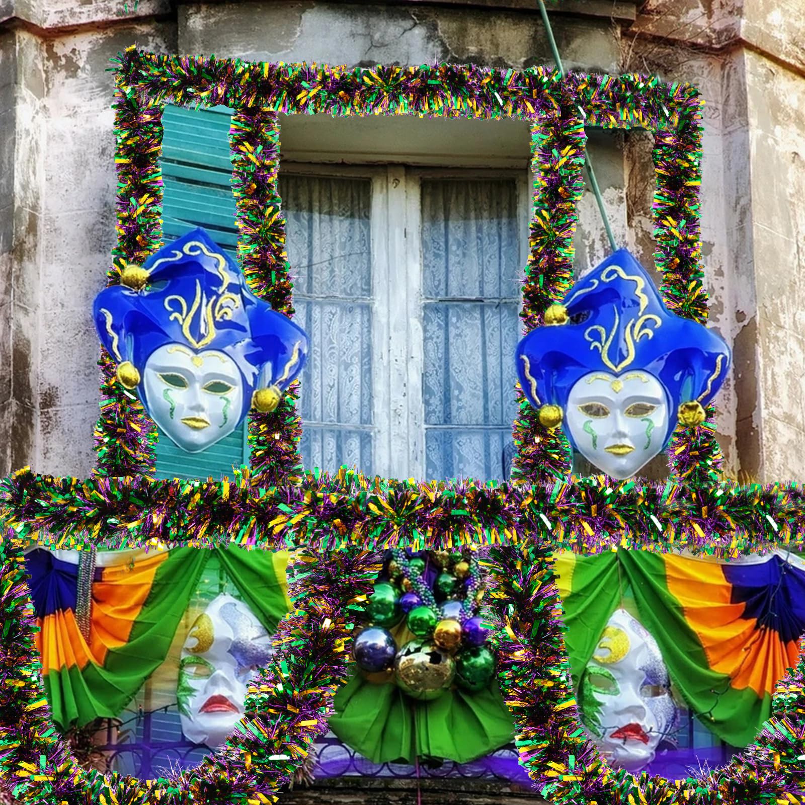 Amazon.com: Gloreyan 33FT Mardi Gras Tinsel Garland Purple Green